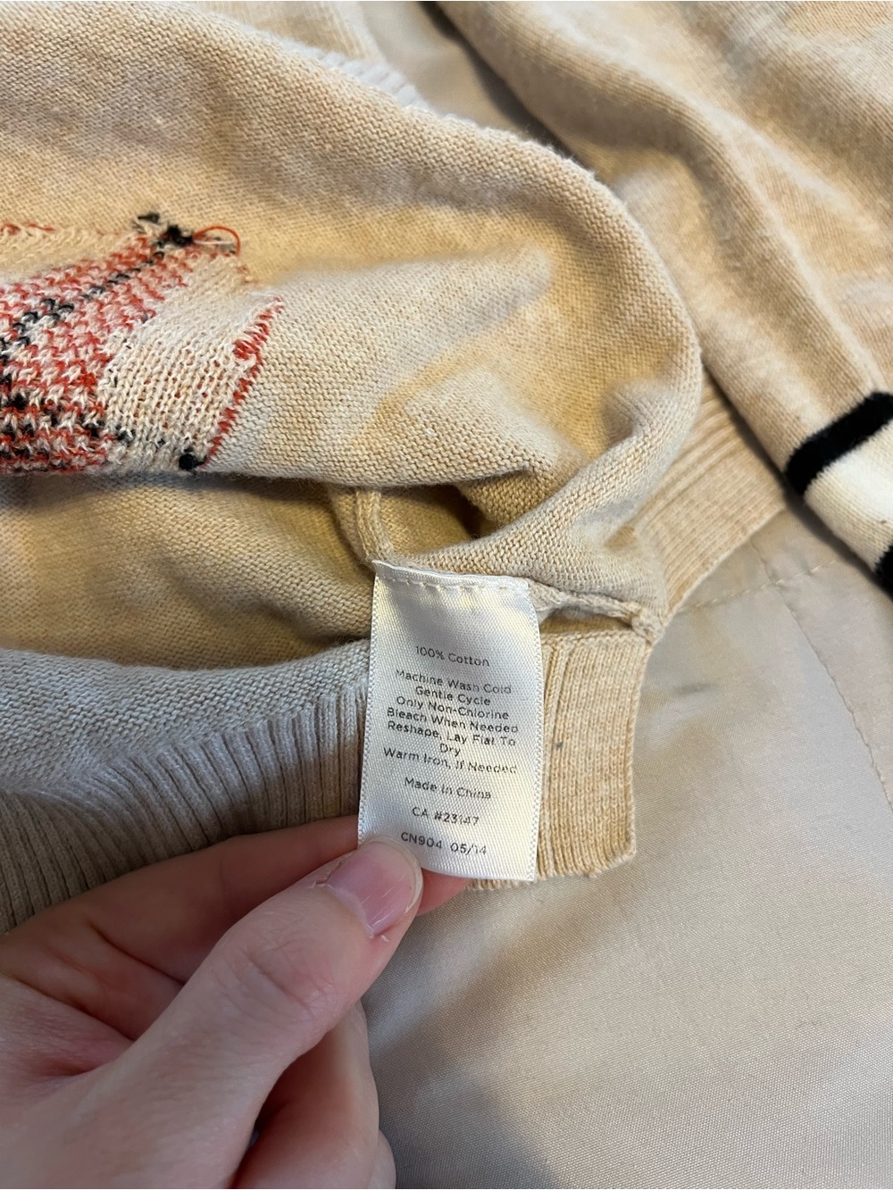 Talbots Beige Crewneck Sweater with Rustic fox detail - Picture 6 of 7
